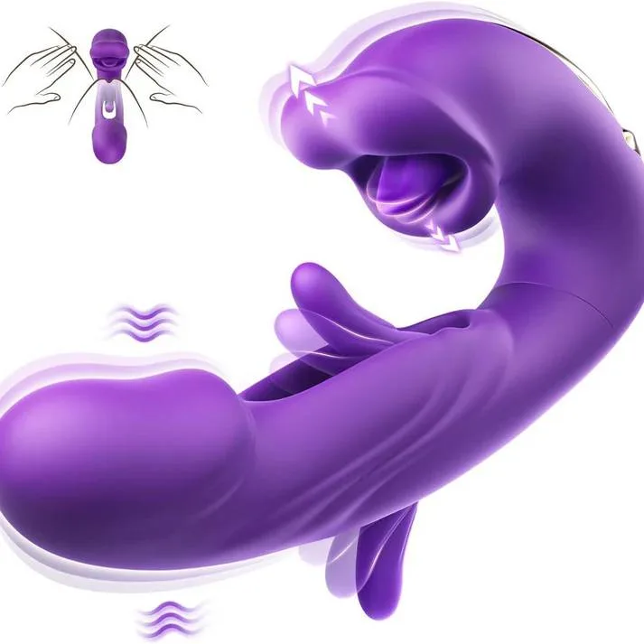 Dildo Rung Liếm Mút Đá Lưỡi Red Lips 3 Trong 1 Máy Massage Âm Vật Điểm G — ảnh 5
