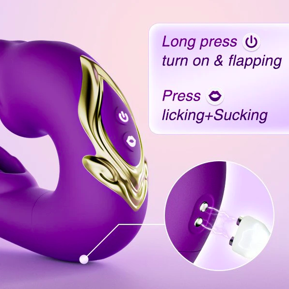 Dildo Rung Liếm Mút Đá Lưỡi Red Lips 3 Trong 1 Máy Massage Âm Vật Điểm G — ảnh 4