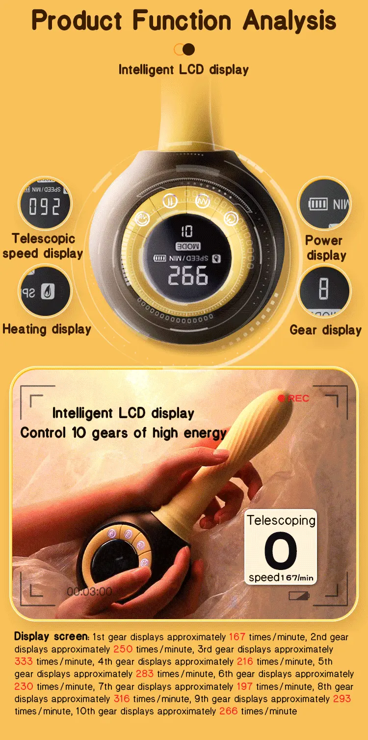 Dildo rung thụt toả nhiệt điều khiển từ xa màn hình LCD hấp dẫn — ảnh 4