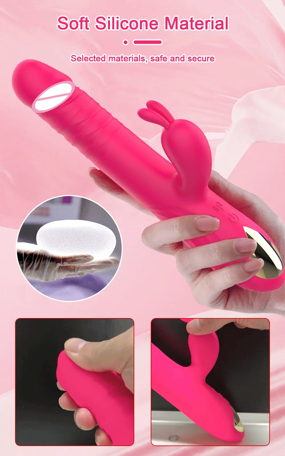 Dương vật giả rung thụt xoay tròn kèm tai thỏ kích thích mạnh — ảnh 8