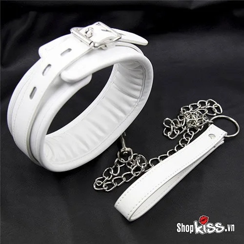 Dụng cụ bạo dâm xích cổ da trắng êm ái, kích thích nhanh — ảnh 4