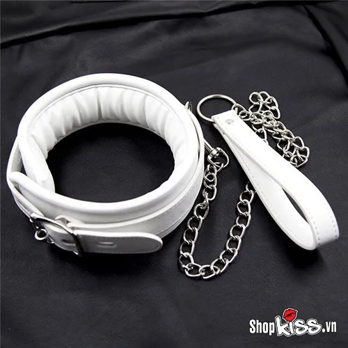 Dụng cụ bạo dâm xích cổ da trắng êm ái, kích thích nhanh — ảnh 5
