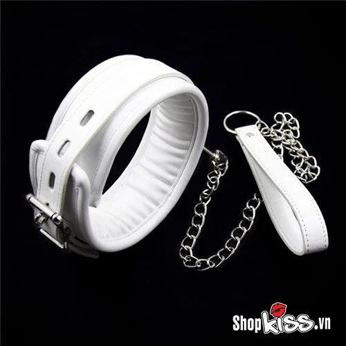 Dụng cụ bạo dâm xích cổ da trắng êm ái, kích thích nhanh