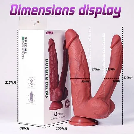 Dương Vật Giả 2 Đầu YEAIN Double Dildo 8 Inch Có Đế Hít Tường Dương Vật Giả 2 Đầu YEAIN Double Dildo 8 Inch Có Đế Hít — Cấu trúc hai nhánh tiện dụng