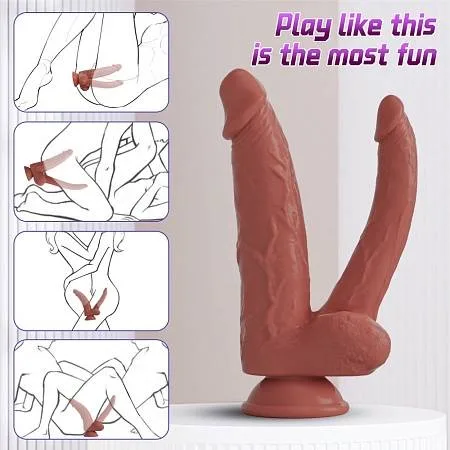 Dương Vật Giả 2 Đầu YEAIN Double Dildo 8 Inch Có Đế Hít Tường — ảnh 3