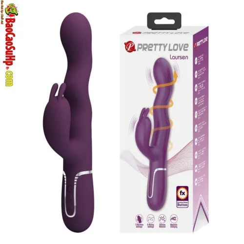 Dương vật giả 3D tai thỏ Prettylove Laursen rung ngoáy zikzak Silicone — ảnh 3