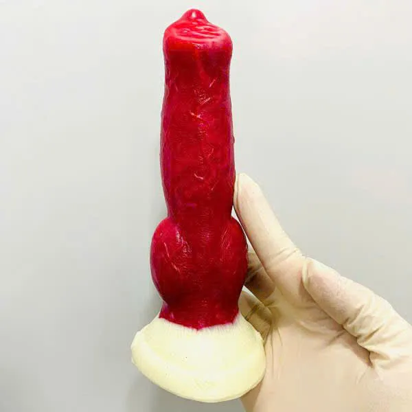 Dương Vật Giả Kiểu Chó Sói Knot Silicone Cong Lớn Có Đế Hít Tường Cao Cấp — ảnh 9
