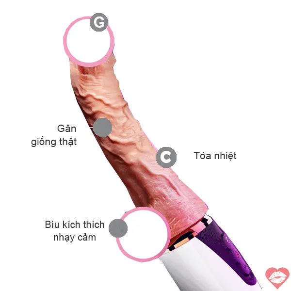 Dương vật giả Dibe Madge rung thụt tỏa nhiệt sạc USB siêu mềm mại