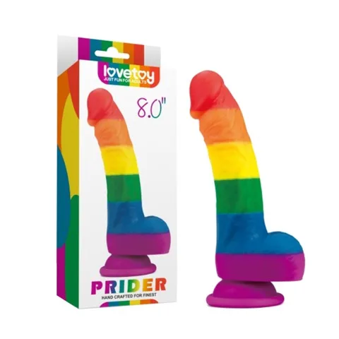 Lovetoy Prider 8.0 - Dương vật giả mềm dẻo, dính tường, đa sắc hấp dẫn