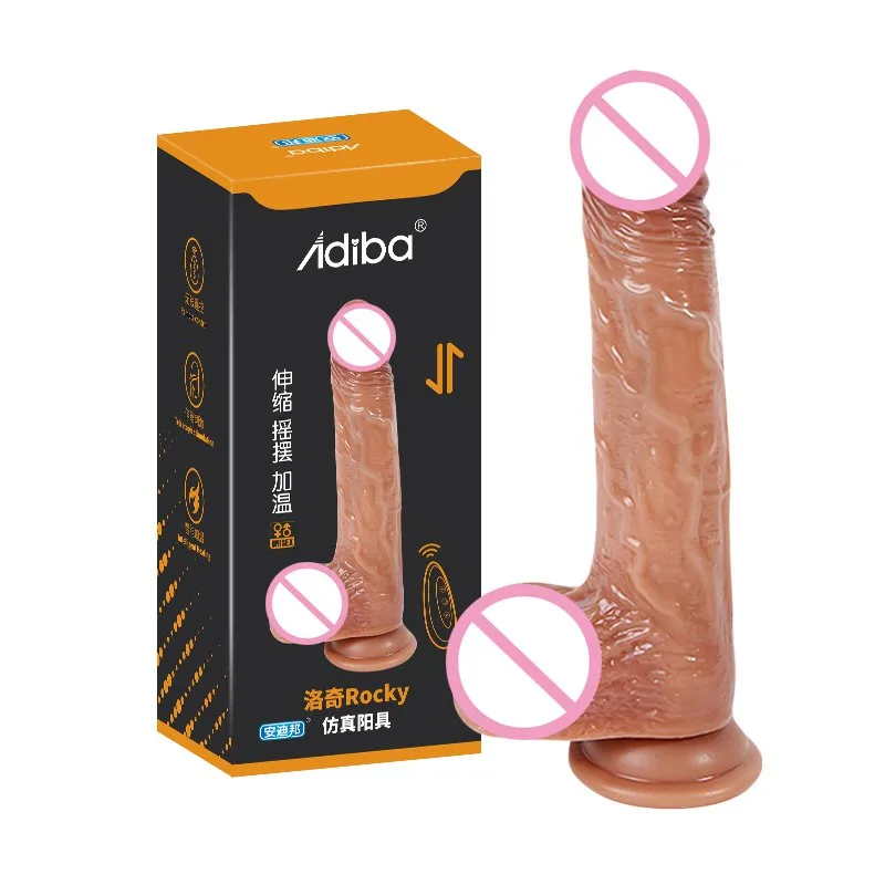Dương vật giả đóng đất Silicone rung thụt Adiba Rocky điều khiển từ xa Size nhỏ 3.5cm