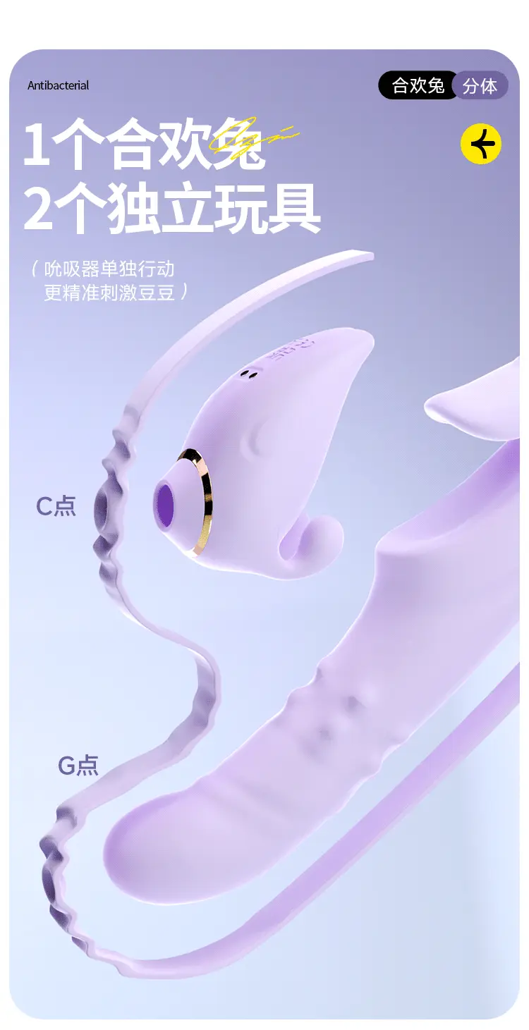 Dương vật giả Jiuuy 2in1 Thỏ Albizia Rabbit tháo rời rung hút , bi xoay phát nhiệt silicone kháng khuẩn — ảnh 4