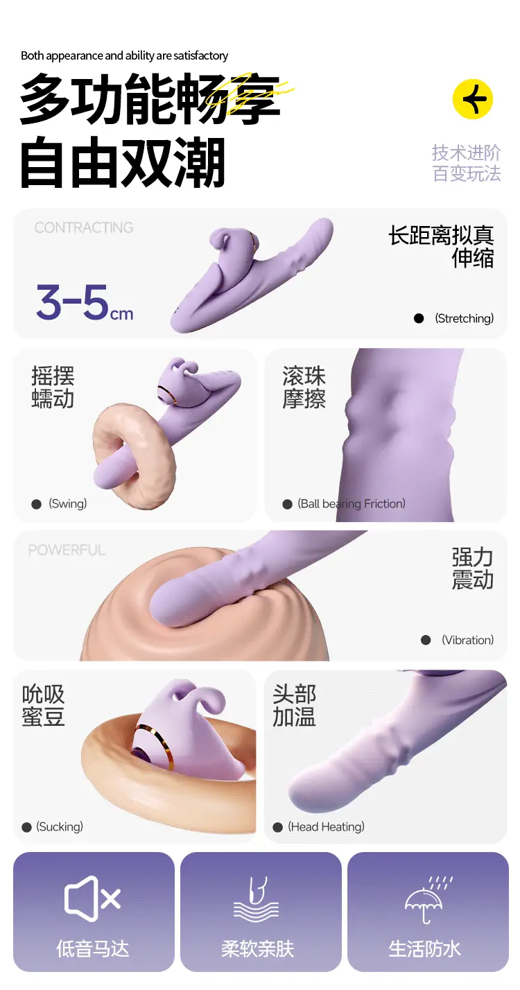 Dương vật giả Jiuuy 2in1 Thỏ Albizia Rabbit tháo rời rung hút , bi xoay phát nhiệt silicone kháng khuẩn — ảnh 2