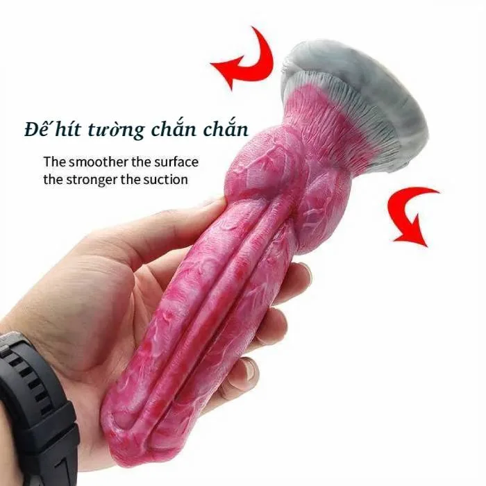 Dương Vật Giả Kiểu Chó Sói Knot Silicone Cong Lớn Có Đế Hít Tường Cao Cấp — ảnh 5