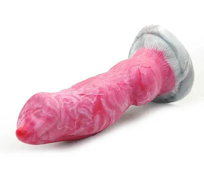 Dương Vật Giả Kiểu Chó Sói Knot Silicone Cong Lớn Có Đế Hít Tường Cao Cấp — ảnh 7