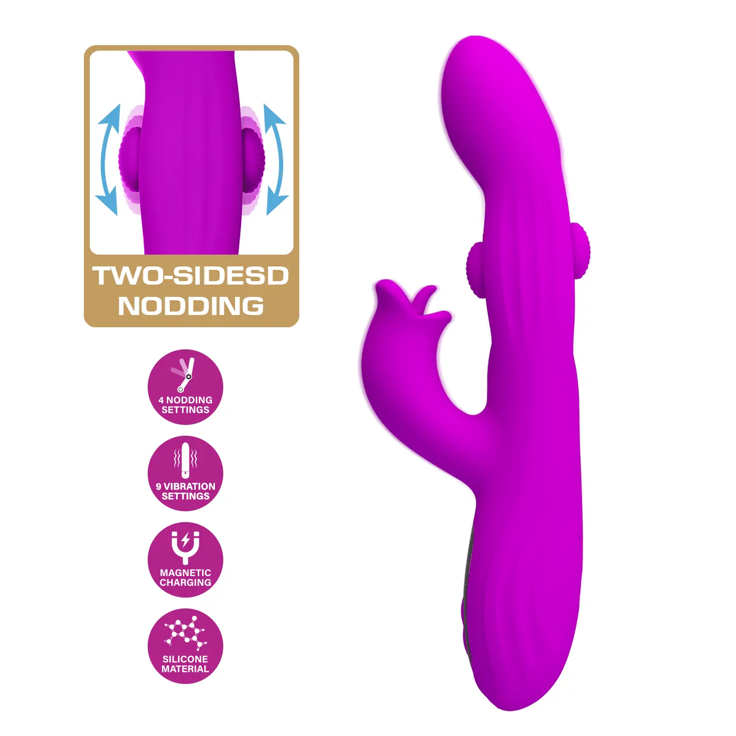 Dương vật giả lưỡi liếm Pretty Love Yalanda full Silicone Rung xoay BW-500111 — ảnh 2