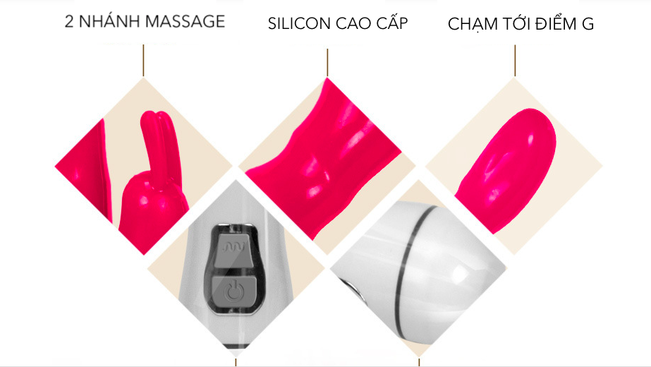 Dương vật giả silicon rung mạnh giá rẻ có nhánh massage điểm G vibrator — ảnh 4