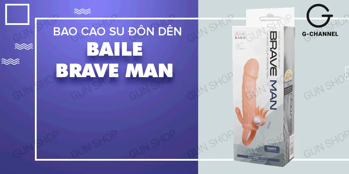 Bao cao su đôn dên Baile Braveman Có Rung nhánh phụ kích thích G quai đeo tròng bìu — ảnh 2
