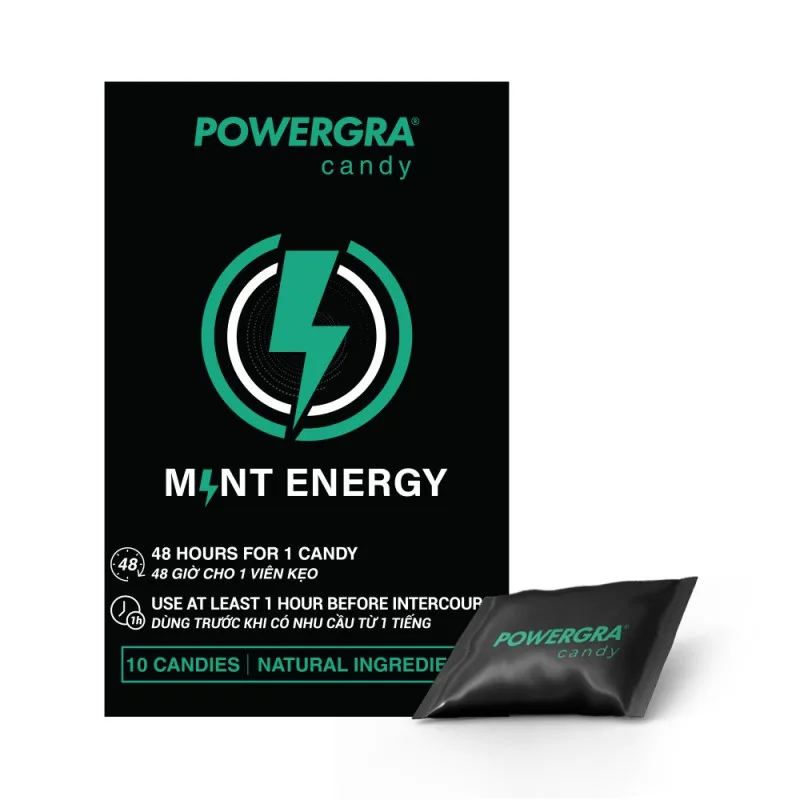 Kẹo bạc hà Powergra Mint Energy tăng sinh lý nam mạnh mẽ 10 viên