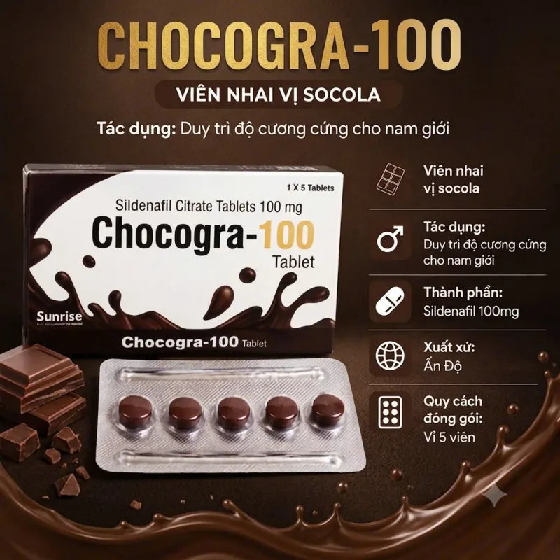 Kẹo nhai vị socola Chocogra 100mg Sunrise Ấn Độ giúp cương dương kéo dài thời gian quan hệ — ảnh 2