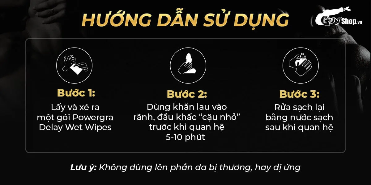 Khăn lau chống xuất tinh sớm Powergra Delay Wet Wipes kéo — Bảng giá Khăn lau chống xuất tinh sớm Powergra Delay Wet (4)