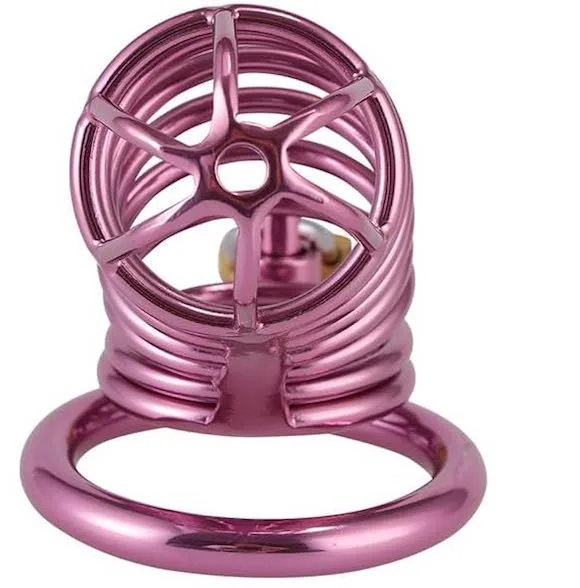 Lồng Khóa Dương Vật BDSM Thép Không Gỉ Màu Hồng Kèm 3 Cỡ Vòng — ảnh 5