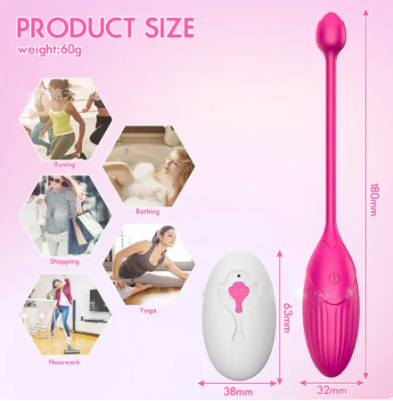 Trứng rung 2 đầu nụ hoa hồng không dây điều khiển từ xa Trứng rung 2 đầu nụ hoa hồng không dây điều khiển từ xa — Đầu rung dạng thon dài