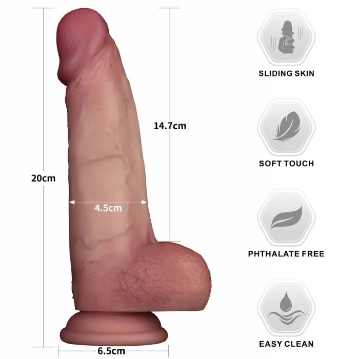 Lovetoy Sliding Skin Pro II 8 Inch Dương Vật Giả Silicon 2 Lớp Rung Đa Tần Điều Khiển Từ Xa — ảnh 2