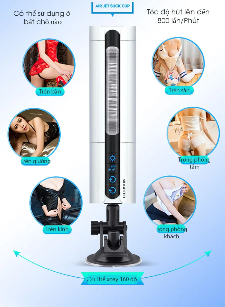 Máy bú mút dương vật tự động mini có sưởi ấm Air Jet tiện — hình 21