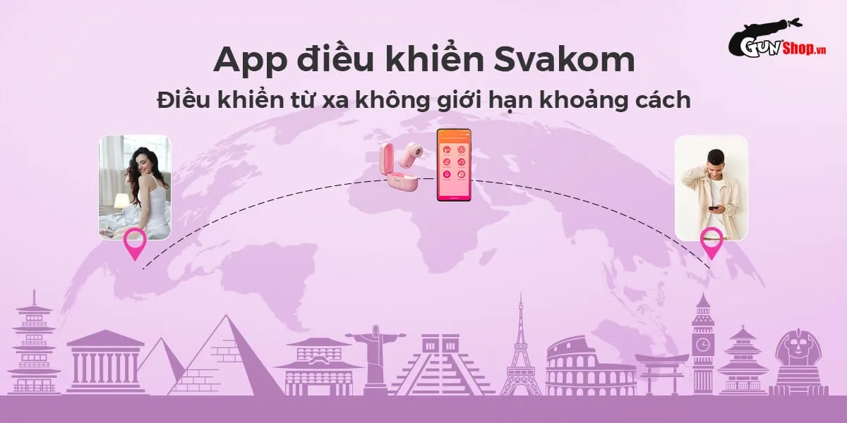 Máy massage Svakom Mimiki tai nghe bú hút app rung âm nhạc — Tính năng điều khiển thông minh qua app – Khoảng cách không