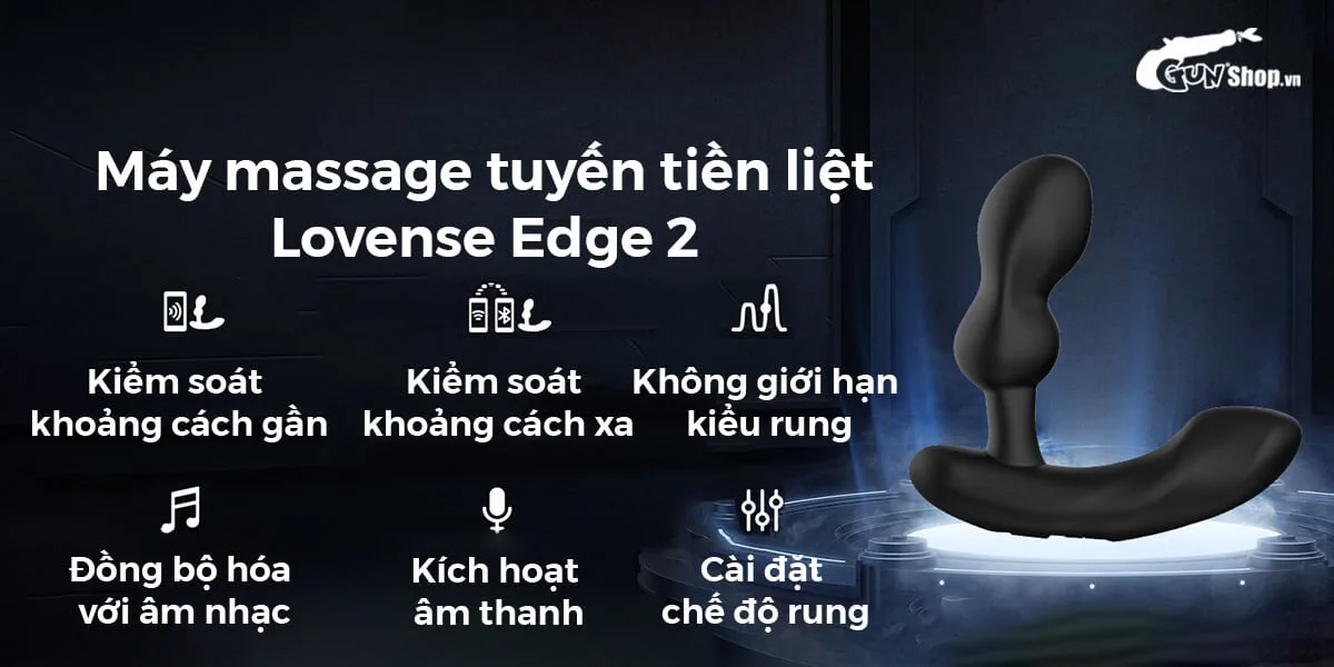 Máy massage tiền liệt Lovense Edge 2 độc đáo chữ L app điều — Thông số kỹ thuật nổi bật