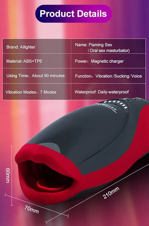 Máy thủ dâm Ailighter Elite Fiery Red Lips miệng giả mô phỏng oral sex thổi kèn — ảnh 3