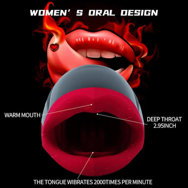 Máy thủ dâm Ailighter Elite Fiery Red Lips miệng giả mô phỏng oral sex thổi kèn — ảnh 4