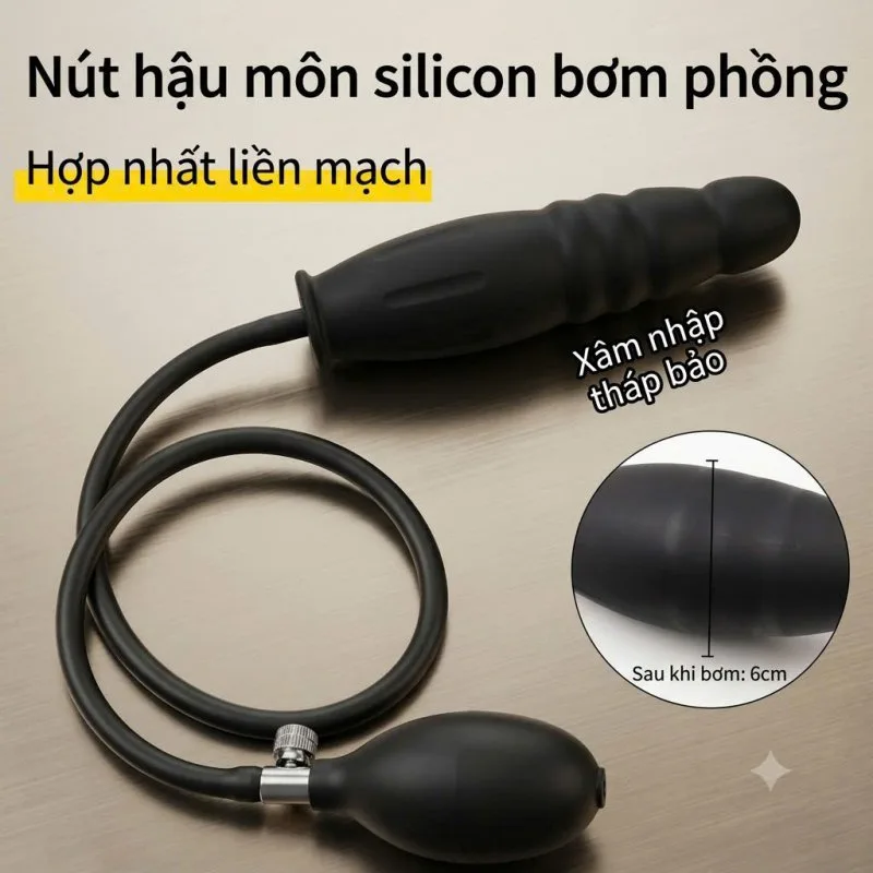 Nút Cắm Hậu Môn Silicon Bơm Hơi Căng Phồng Kích Thích Cho Gay