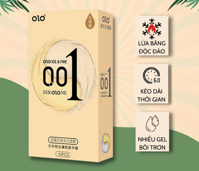 Bao cao su Olo Ice & Fire siêu mỏng 0.01 cảm giác nóng lạnh