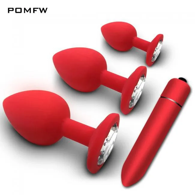Phích cắm hậu môn đỏ mini rung phát sáng đá đẹp kích thích