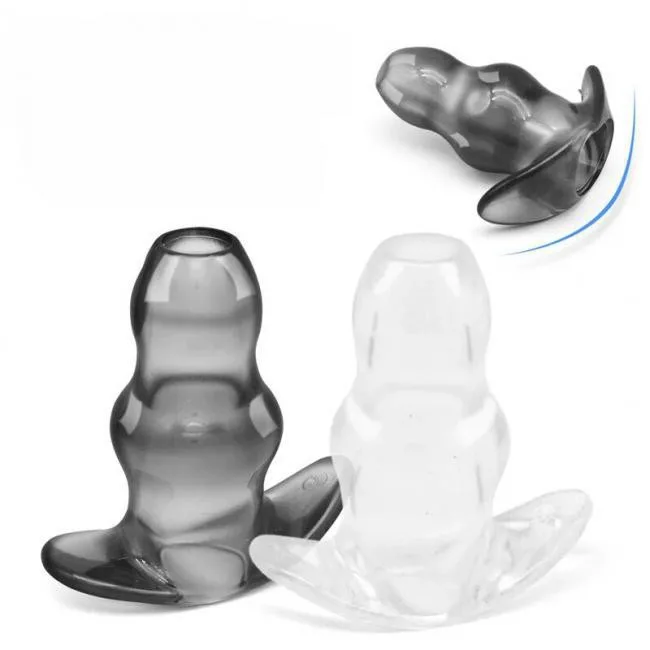 Phích cắm hậu môn silicon mềm trong suốt, rỗng ruột an toàn thoải mái