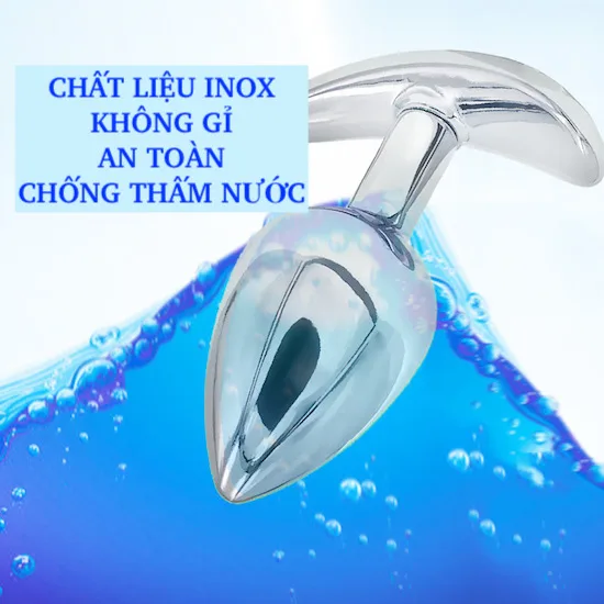 Phích inox hậu môn đính đá 3.4cm kích thích se khít sexy — Phích inox cắm hậu môn đính đá size vừa 3.4cm butt plugs (3)
