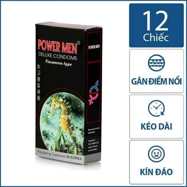 Bao cao su Powermen Cá Ngựa Đen 12s an toàn tăng khoái cảm