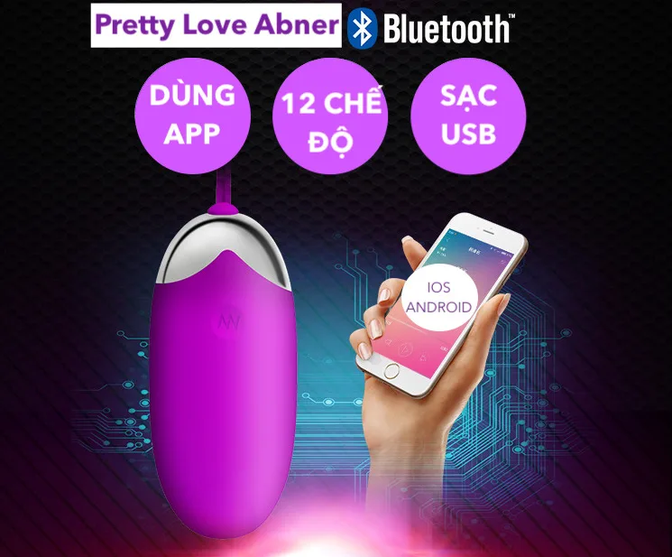 Trứng Rung Pretty Love Abner Không Dây Điều Khiển Qua — Với khả năng điều khiển từ xa qua điện thoại thông minh