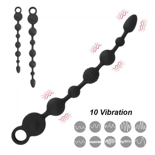 Que rung chuỗi Dildo đen 35/43cm kích thích hậu môn cực mạnh