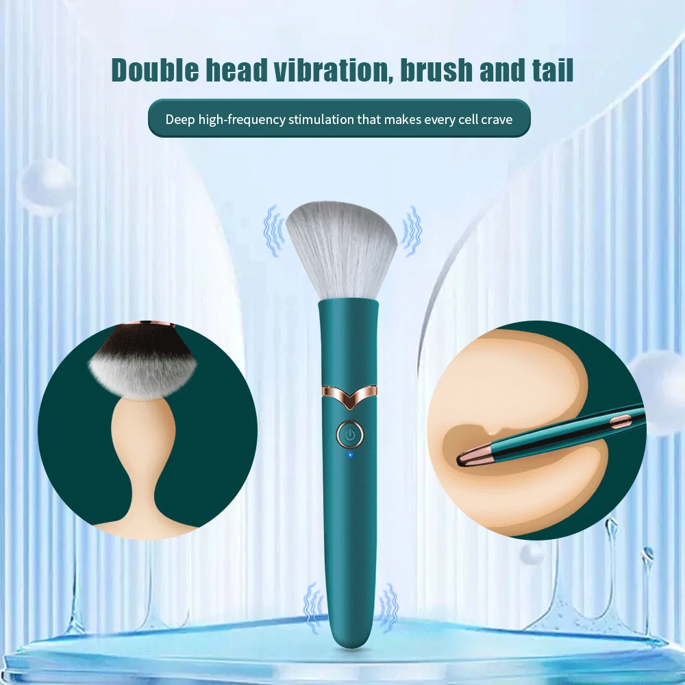 Que rung 2 đầu đa năng kích thích điểm G cọ trang điểm massage — ảnh 2