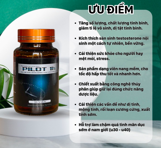 Thuốc Pilot 1h giúp tăng cường sinh lý nam bổ thận tráng — Tác dụng vượt trội của Pilot 1h