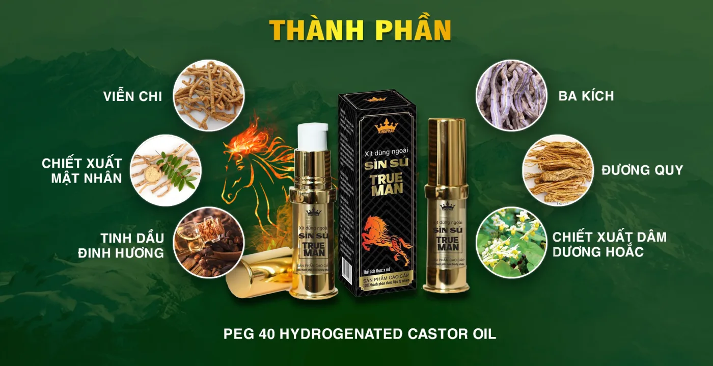 Sìn sú True Man 5ml chính hãng tốt nhất mua ngay giá ưu đãi — Thành phần thảo dược tinh túy