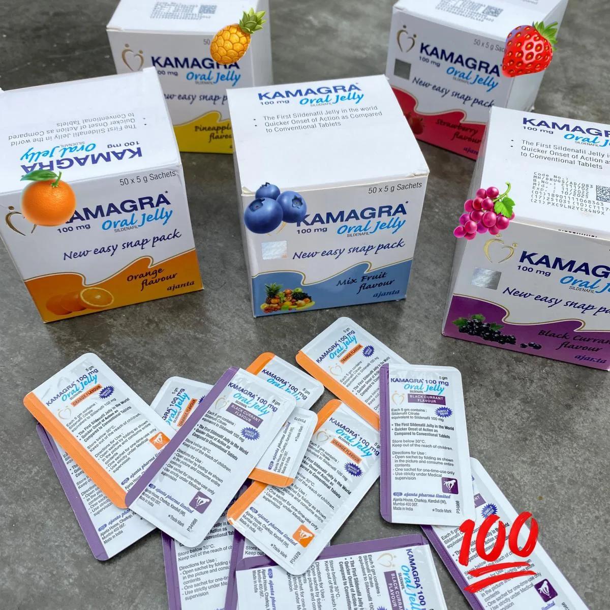 Kamagra Oral Jelly 100mg 50 gói thạch trái cây tăng cường sinh lực — ảnh 4