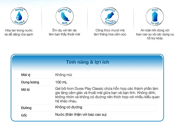 Gel bôi trơn Durex Play Classic 50ml an toàn tăng khoái cảm — Bán Gel bôi trơn Durex Play Classic 50ml hàng xách tay (3)