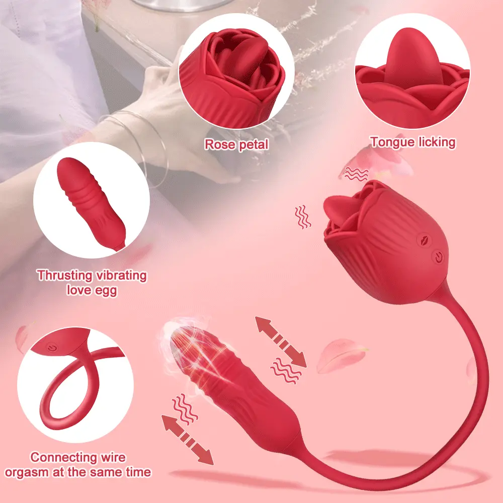 Trứng rung hoa hồng thụt mạnh lưỡi liếm massage điểm G cao cấp — ảnh 3