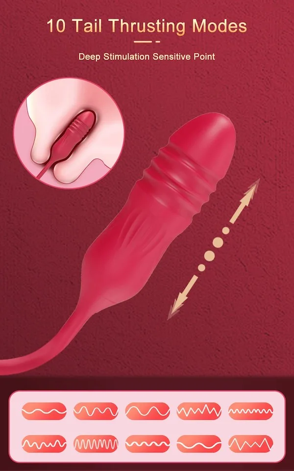 Trứng rung hoa hồng thụt mạnh lưỡi liếm massage điểm G cao — hình 7