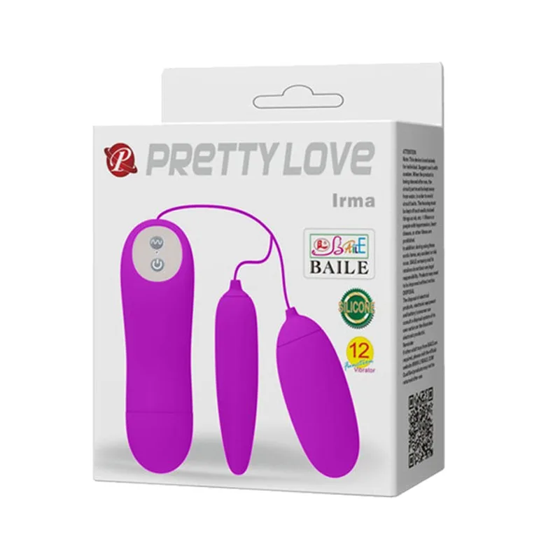 Trứng rung 2 đầu 12 chế độ dùng pin Pretty Love Irma, siêu phê