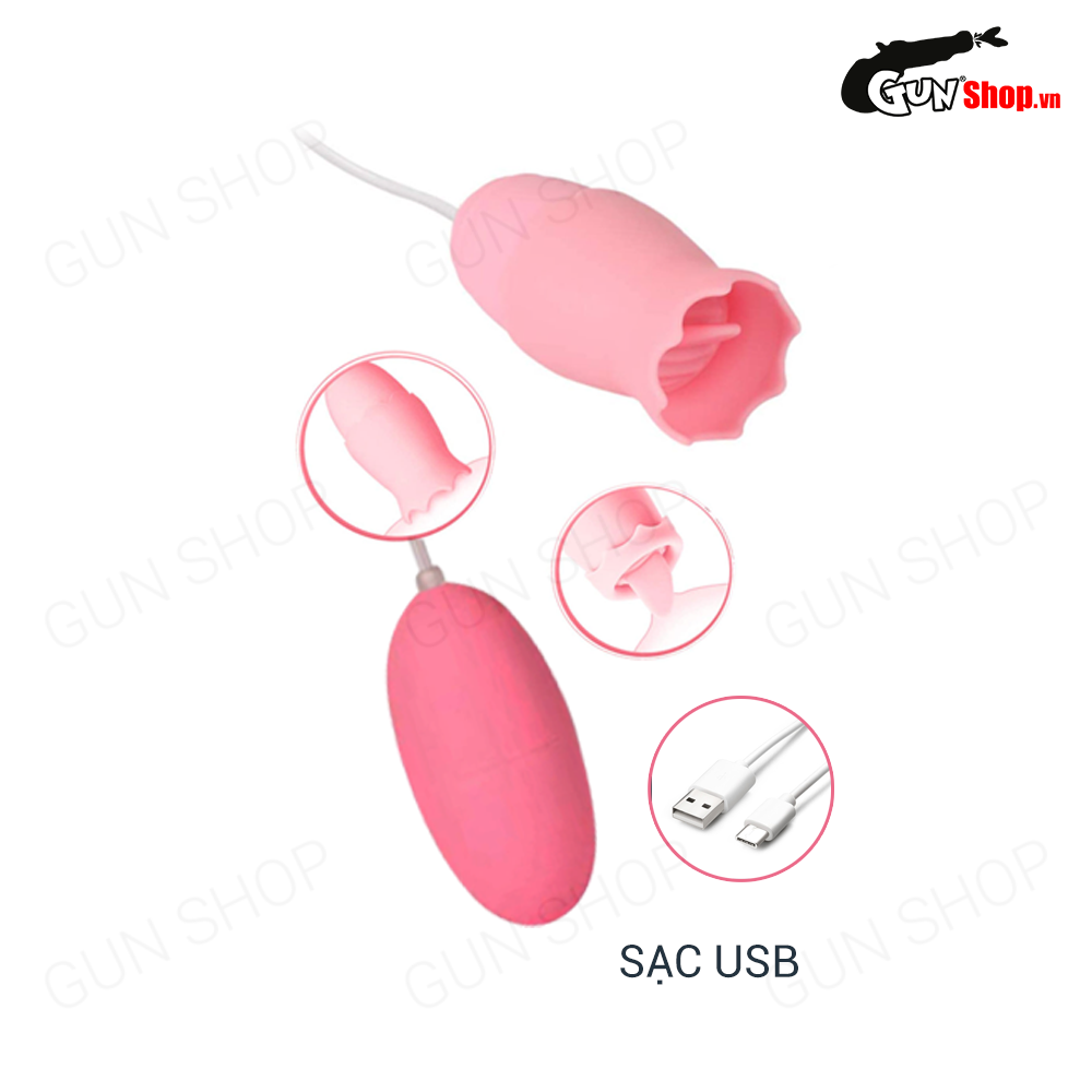 Trứng rung lồng đèn 2 đầu kèm lưỡi liếm dùng sạc - Mizz Zee — ảnh 4