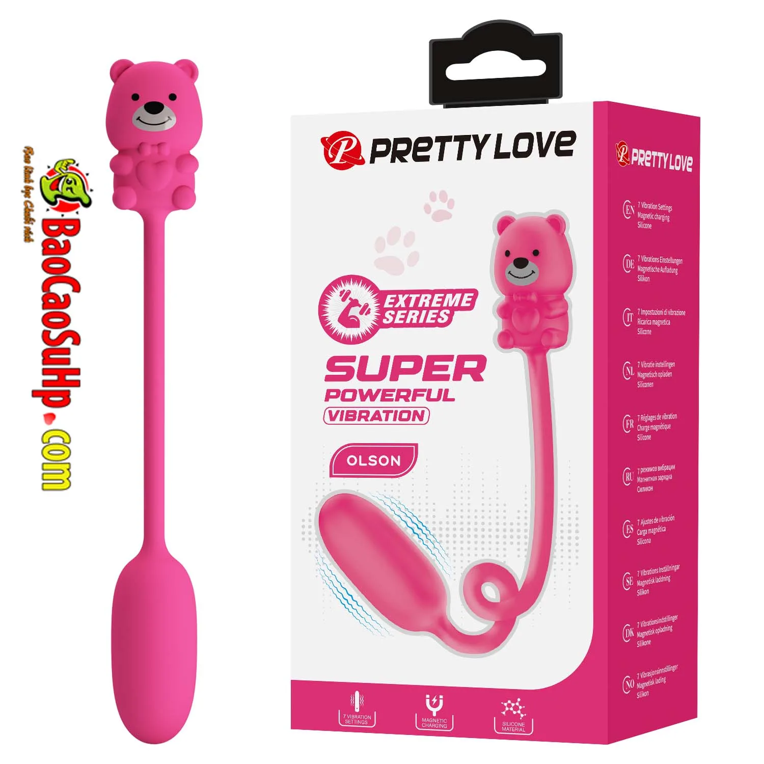 Trứng rung Prettylove Silicone Gấu Olson BI-300141: rung mạnh và bẻ cong 360 linh hoạt